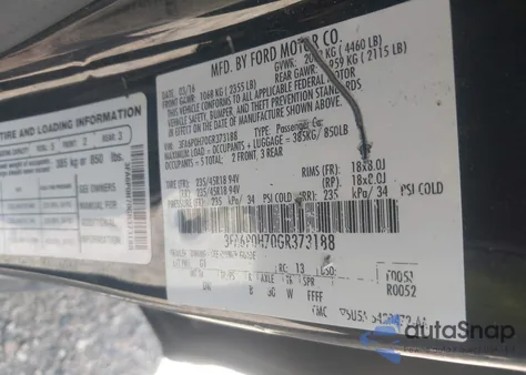 2016 Ford Fusion Se из США, поврежденный, VIN 3FA6P0H70GR373188